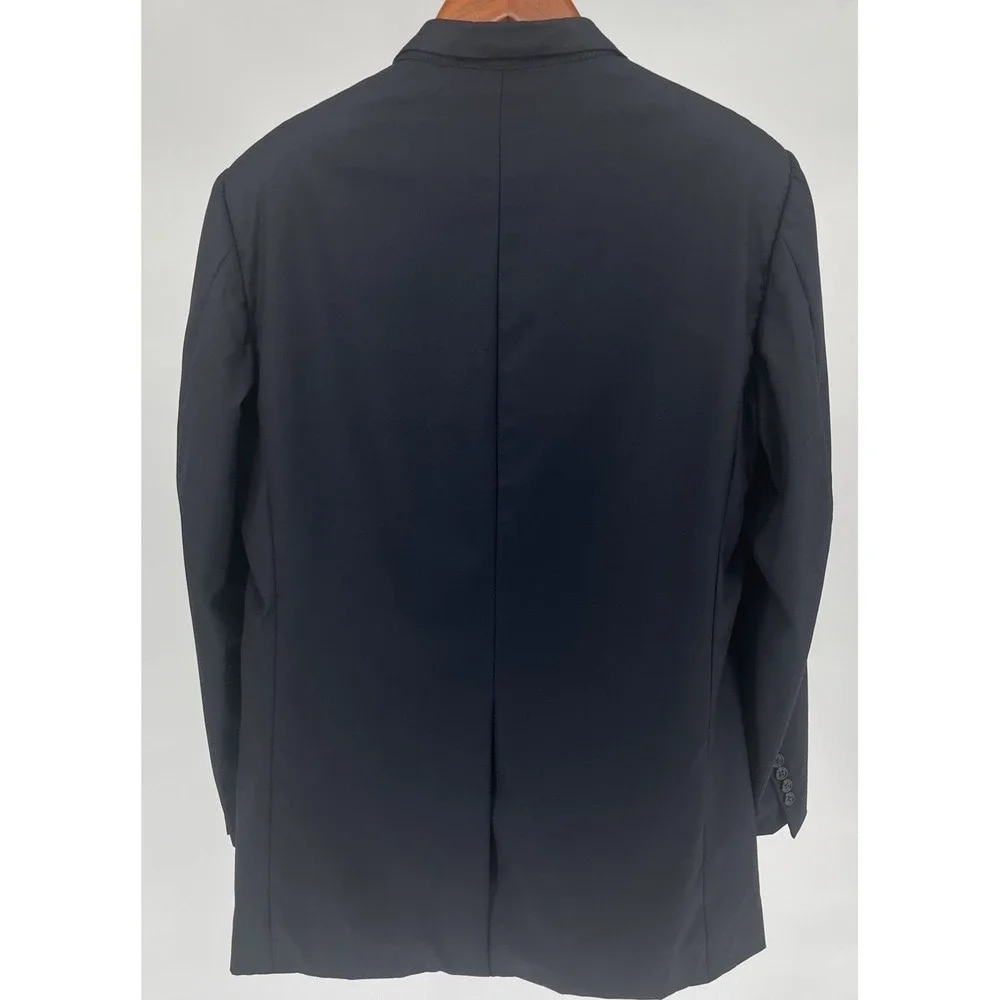Hickey Freeman Loro Piana Mens Blazer 100% Wool Sz 46L Black Super‎ 130s
